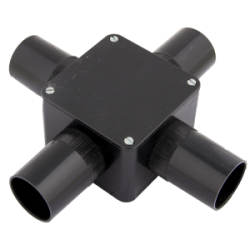 32 mm PVCu Conduit 4 Way Box Black