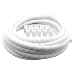 20 mm White Flexible Conduit Contractor Pack (10m Reel and 10 Glands)