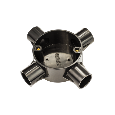 20 mm PVCu Conduit 4 Way Box Black