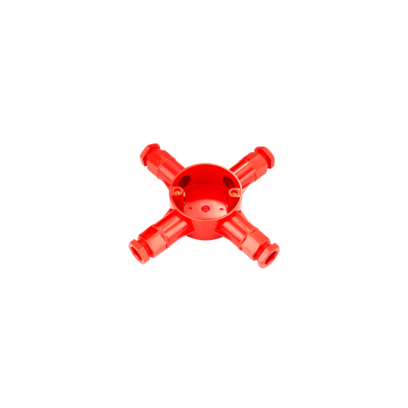 20 mm PVCu Conduit 4 Way Box Red with Glands