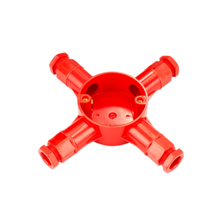 20 mm PVCu Conduit 4 Way Box Red with Glands